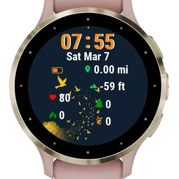 Tree Birds Flying Around Garmin watch face preview