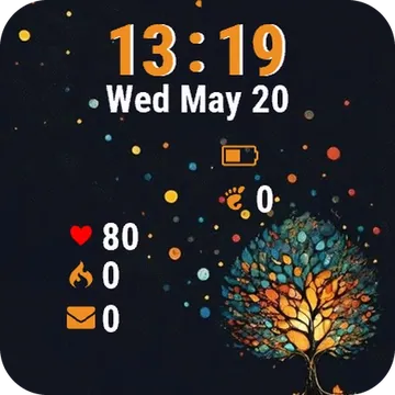 Tree Colorful Circles Garmin watch face preview
