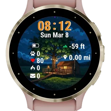 Tree House Under Stars Garmin watch face preview