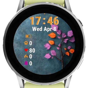 Tree Leaves Blue Wall Garmin watch face preview