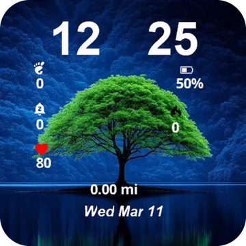 Tree Middle Lake At Night Garmin watch face preview