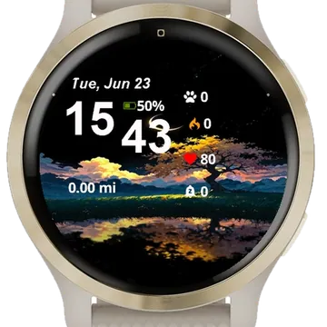 Tree Middle Lake Night Garmin watch face preview
