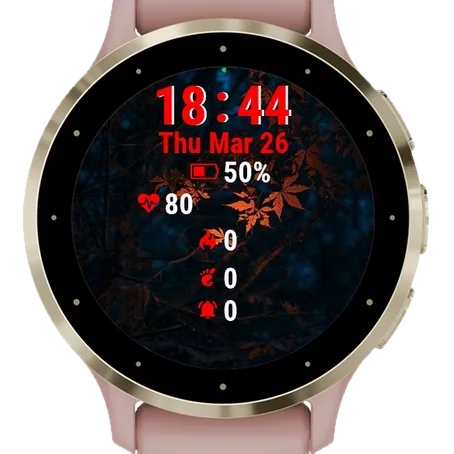 Tree Orange Leaves Garmin watch face preview