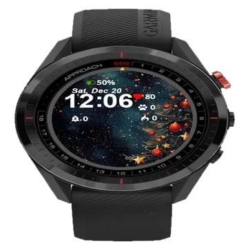 Tree Stars Red Ribbon Garmin watch face preview