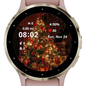 Tree With Gift Garmin watch face preview