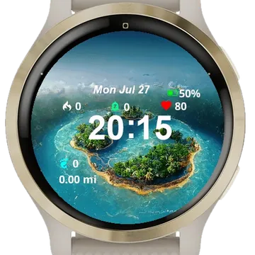 Tropical Island Middle Ocean Garmin watch face preview