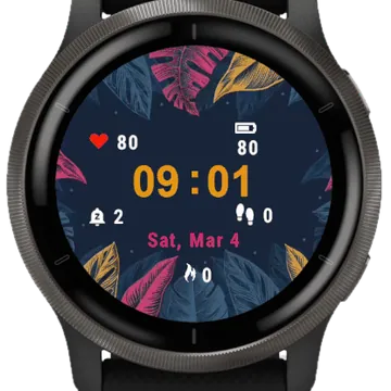 Tropical Leaves Garmin watch face preview