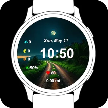Tropical Moon Road Garmin watch face preview
