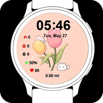 Tulip Kittens Garmin watch face preview