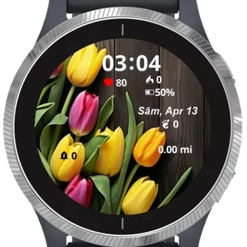 Tulips Colored Garmin watch face preview