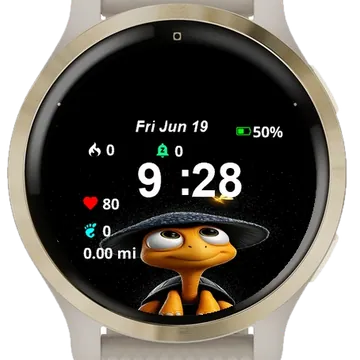 Turtle Wearing Witch Hat Garmin watch face preview
