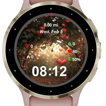 Twilight Forest Red Hearts Garmin watch face preview