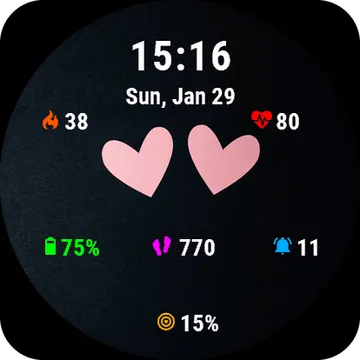 Twinhearts Garmin watch face preview