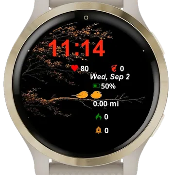 Two Birds Sitting Branch Tree Garmin watch face preview