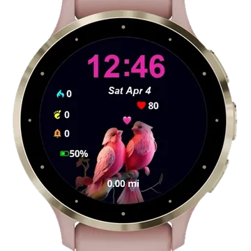 Two Birds Sitting Branch Garmin watch face preview