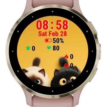 Two Cats Big Garmin watch face preview