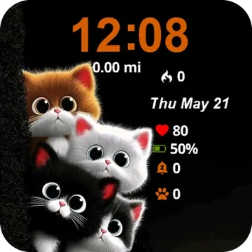 Two Cats Looking Garmin watch face preview