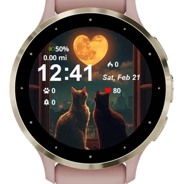 Two Cats Sitting Window Sing Full Garmin watch face preview