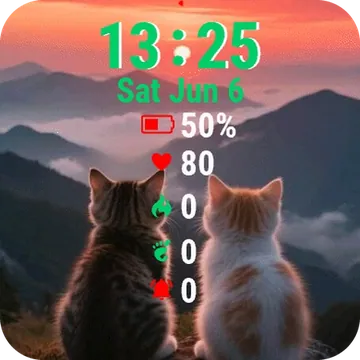 Two Cats Sitting Garmin watch face preview