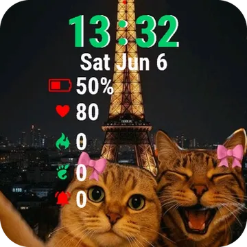 Two Cats Standing Garmin watch face preview