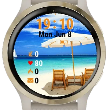 Two Chairs Umbrella Beach Garmin watch face preview