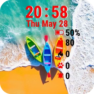 Two Colorful Boats Beach Garmin watch face preview