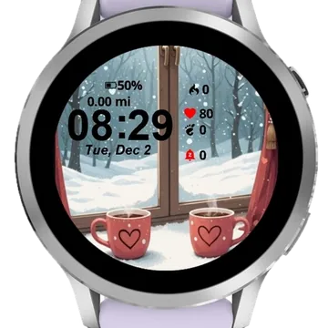 Two Cups Coffee Sit Window Garmin watch face preview