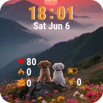 Two Dogs Sitting Garmin watch face preview