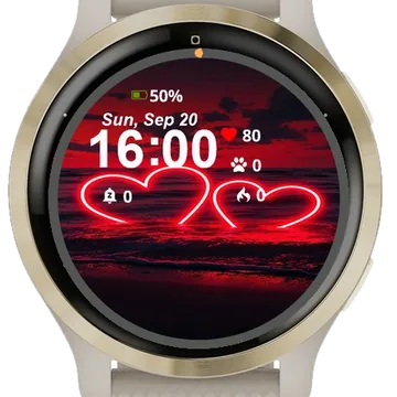 Two Hearts Shown Shape Heart Garmin watch face preview