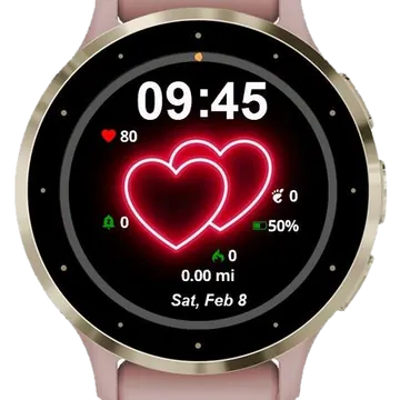 Two Hearts Valentines Day Garmin watch face preview