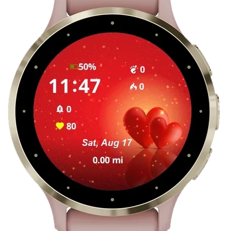 Two Little Hearts Garmin watch face preview