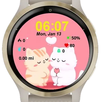Two Lovely Cat Garmin watch face preview