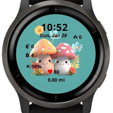 Two mushrooms Garmin watch face preview