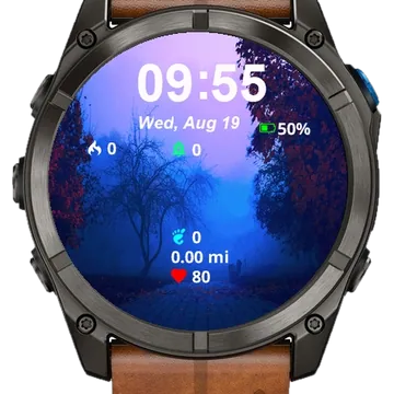 Two People Sitting Bench Middle Garmin watch face preview