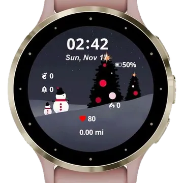 Two Snowman Winter Garmin watch face preview