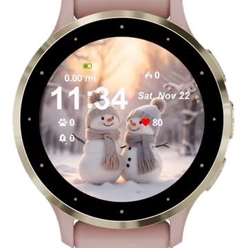 Two Snowmen Snow Garmin watch face preview