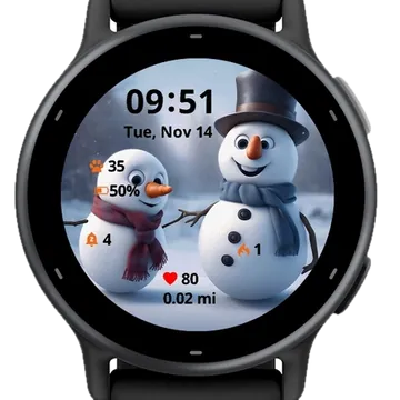 Two snowmen Garmin watch face preview