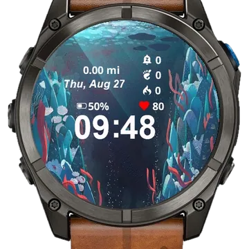 Underwater Scene Fish Plants Garmin watch face preview