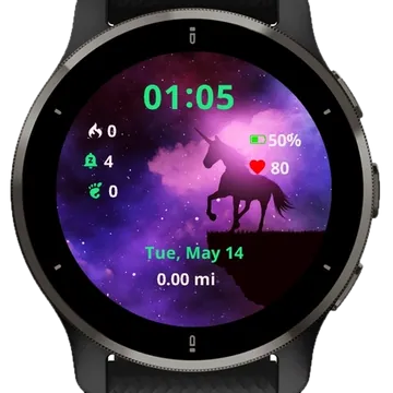 Unicorn Against Space Night Sky Garmin watch face preview