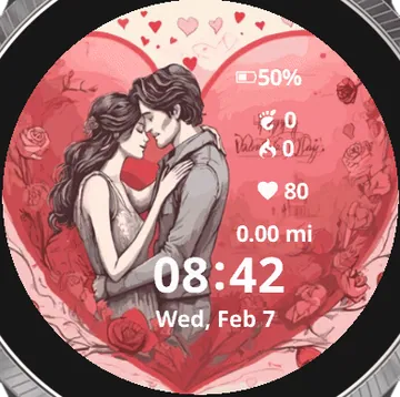 Valentines Day Garmin watch face preview