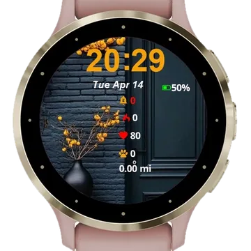 Vase Orange Flowers Garmin watch face preview