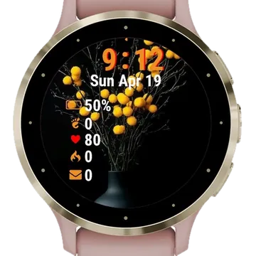 Vase Yellow Flowers Garmin watch face preview