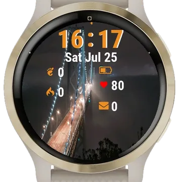 Very Long Bridge Lit Up Night Garmin watch face preview