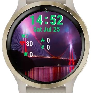 Very Long Bridge Lit Up Garmin watch face preview
