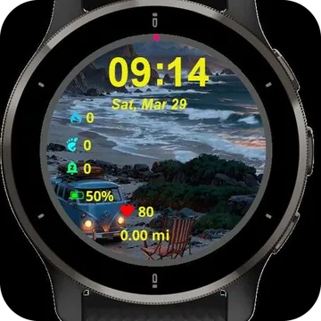 Vibing on A Cozy Beach Garmin watch face preview
