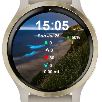 View Beach Night From Cliff Garmin watch face preview