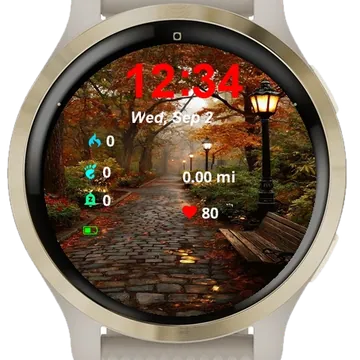 View Bench Lamp Post Middle Garmin watch face preview