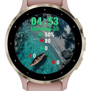 View Boat Shore Tropical Island Garmin watch face preview