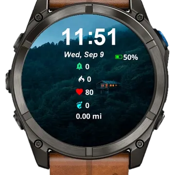 View Cabin Nestled Top Mountain Garmin watch face preview