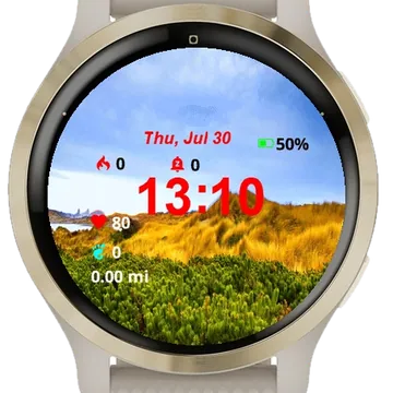 View Grassy Area Mountain Garmin watch face preview